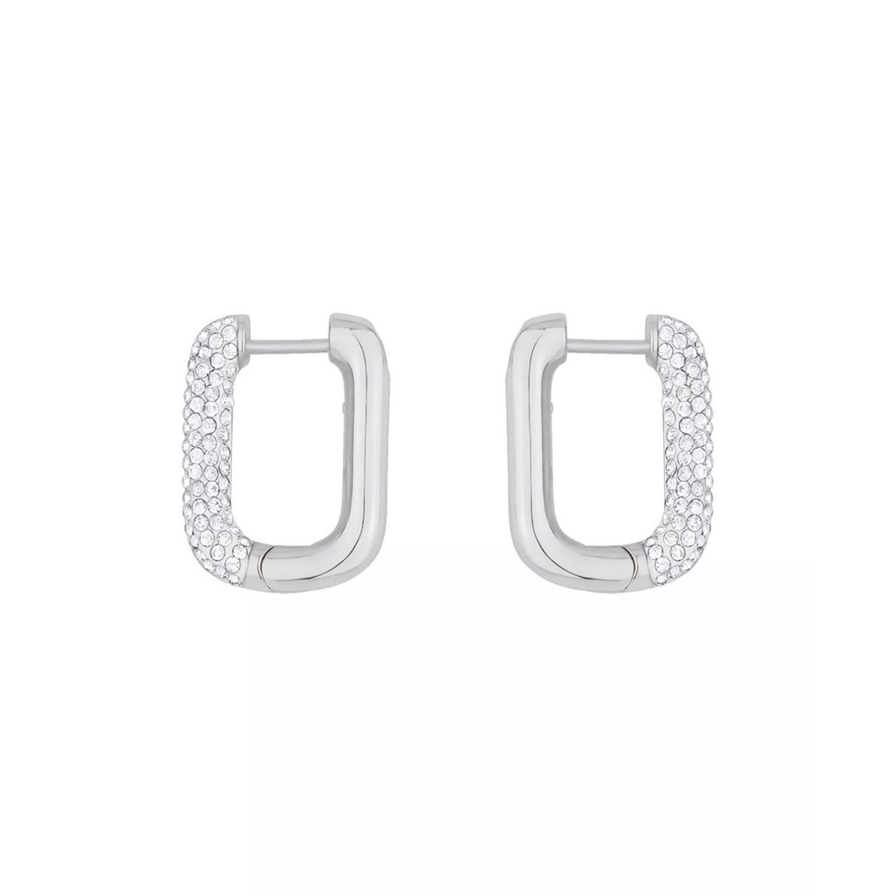 And Now This Clear Crystal Rectangular Shaped Hoop Earrings - Picture 3 of 4